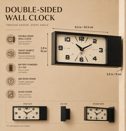 Miesor 2-in-1 Double-Sided Wall Clock
